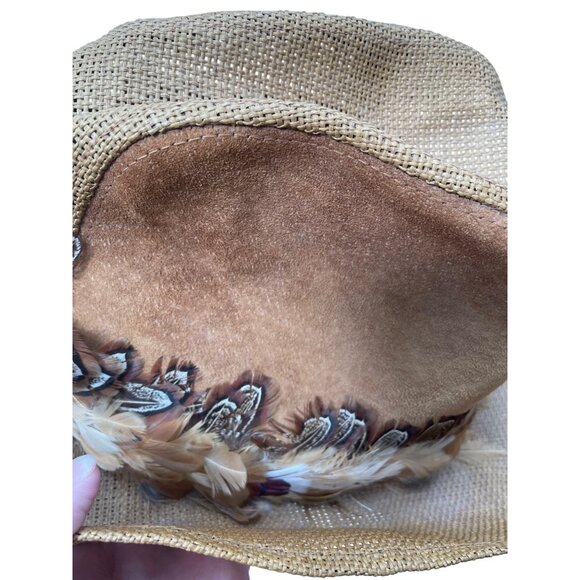 Wolverine Western Wear Womens Brown Feathered Straw Cowboy Hat M SKU 9388 - Picture 5 of 13